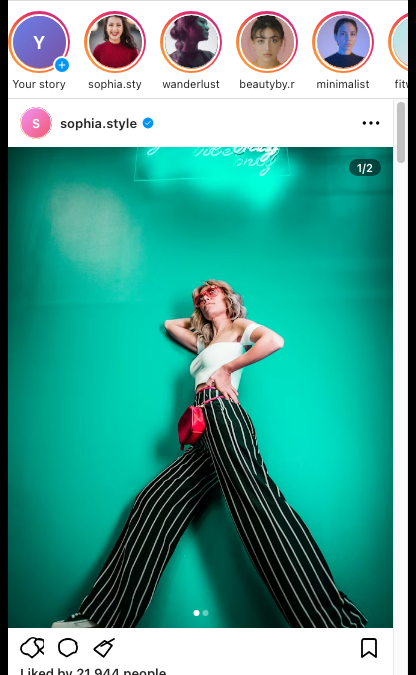 Rendered preview of the Instagram-style social app